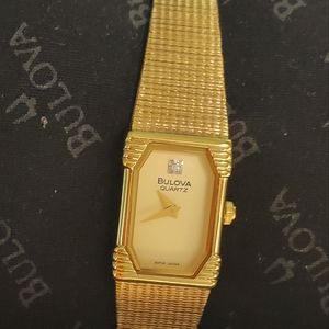Bulova Quartz Gold Dial Gold-tone SS Women's Watch 92F24